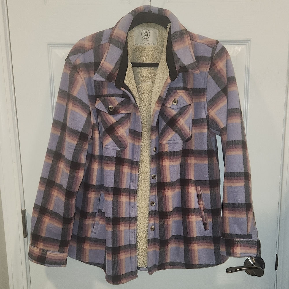 Women's Lavender Plaid Sherpa-Lined Super Soft Jacket